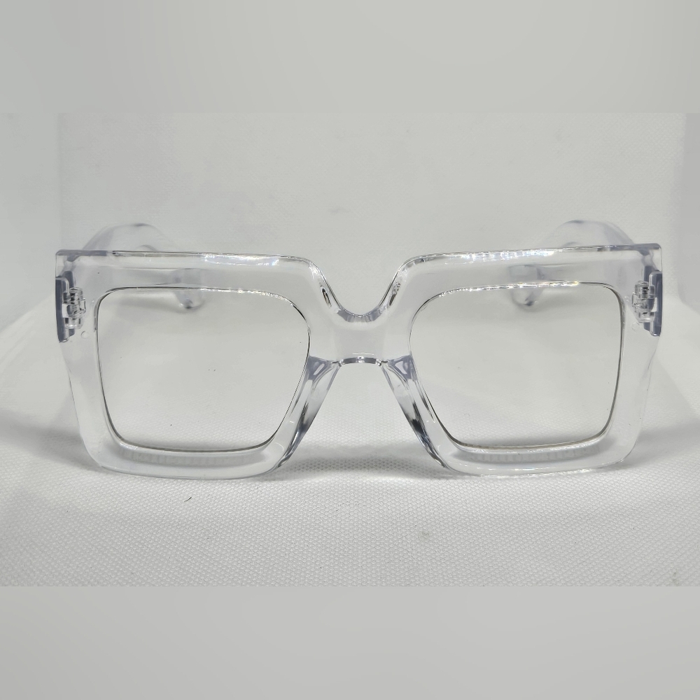 Oversized Clear Transparent Square Eyeglasses – Trendy Minimalist Frames - Picture 4 of 6